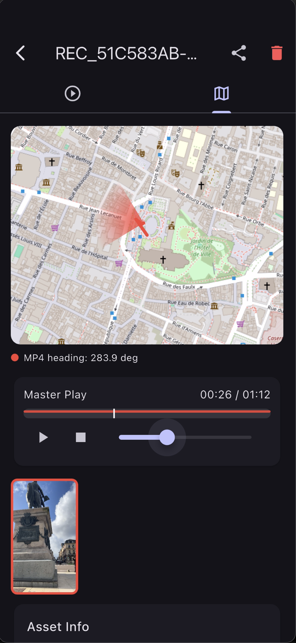 GPS map playback in motion